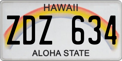 HI license plate ZDZ634