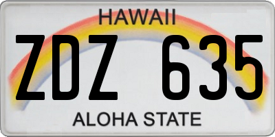 HI license plate ZDZ635
