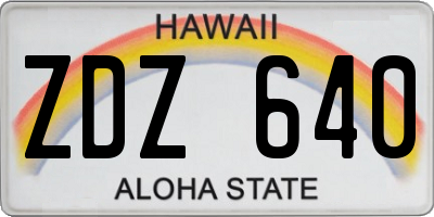 HI license plate ZDZ640