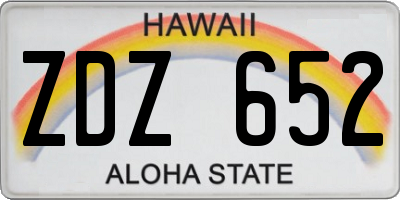HI license plate ZDZ652