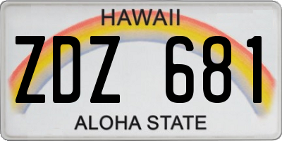 HI license plate ZDZ681