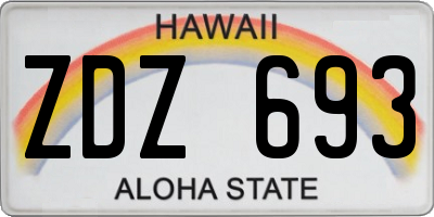 HI license plate ZDZ693
