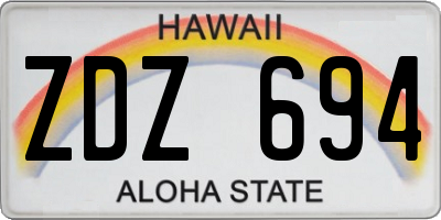 HI license plate ZDZ694
