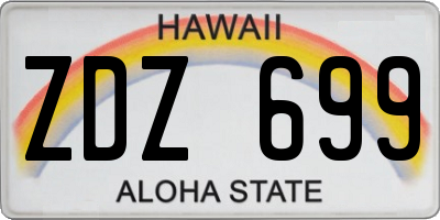 HI license plate ZDZ699