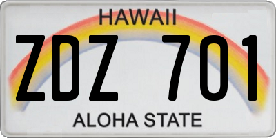 HI license plate ZDZ701