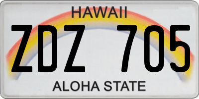 HI license plate ZDZ705