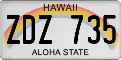 HI license plate ZDZ735