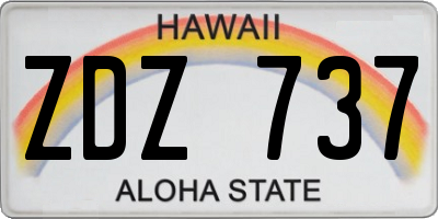 HI license plate ZDZ737