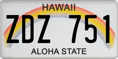 HI license plate ZDZ751