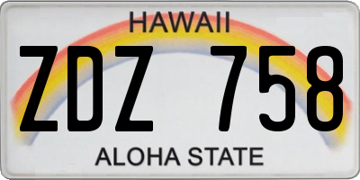 HI license plate ZDZ758