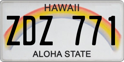 HI license plate ZDZ771