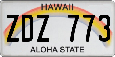 HI license plate ZDZ773