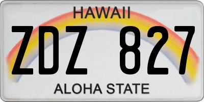 HI license plate ZDZ827