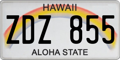 HI license plate ZDZ855
