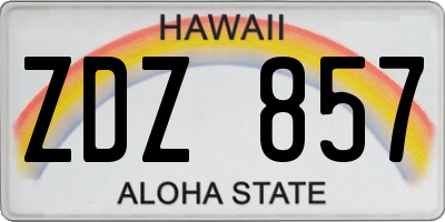 HI license plate ZDZ857