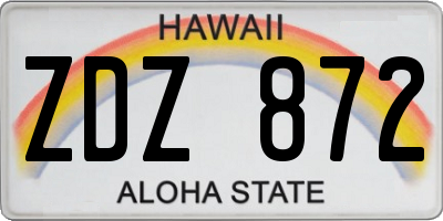 HI license plate ZDZ872