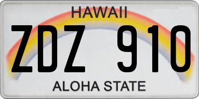 HI license plate ZDZ910