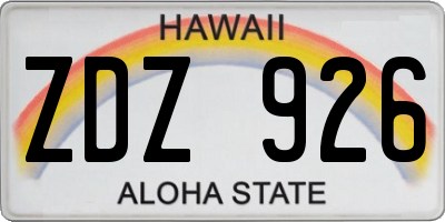HI license plate ZDZ926