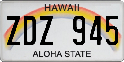 HI license plate ZDZ945