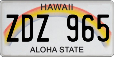 HI license plate ZDZ965