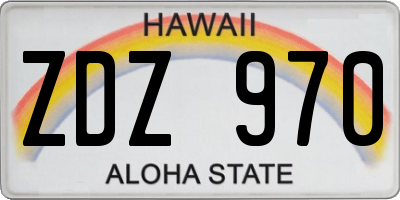 HI license plate ZDZ970