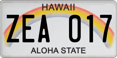 HI license plate ZEA017