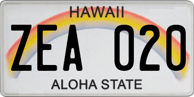 HI license plate ZEA020