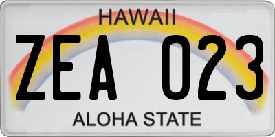 HI license plate ZEA023
