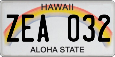 HI license plate ZEA032