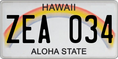 HI license plate ZEA034
