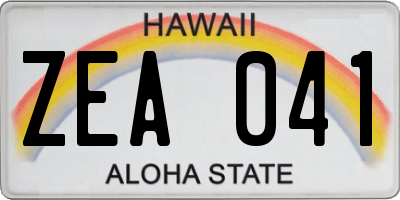 HI license plate ZEA041