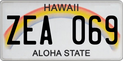 HI license plate ZEA069