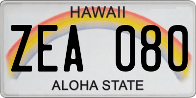 HI license plate ZEA080