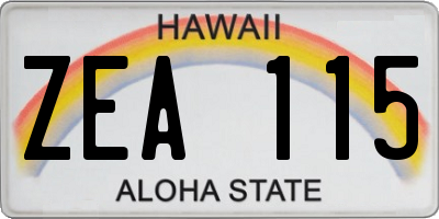 HI license plate ZEA115