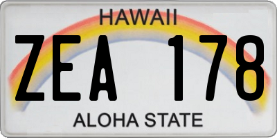 HI license plate ZEA178