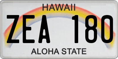 HI license plate ZEA180