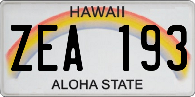 HI license plate ZEA193