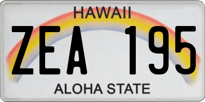 HI license plate ZEA195