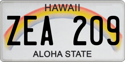 HI license plate ZEA209
