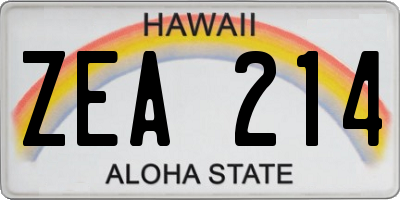 HI license plate ZEA214