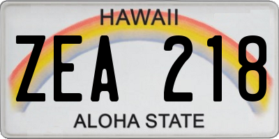 HI license plate ZEA218