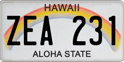 HI license plate ZEA231