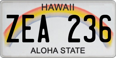 HI license plate ZEA236
