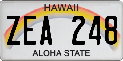 HI license plate ZEA248