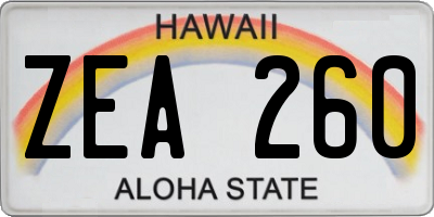 HI license plate ZEA260