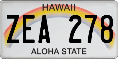 HI license plate ZEA278