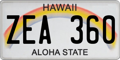 HI license plate ZEA360