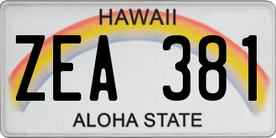 HI license plate ZEA381