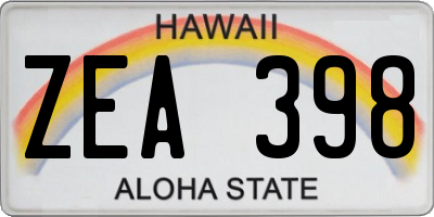 HI license plate ZEA398
