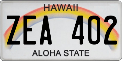 HI license plate ZEA402